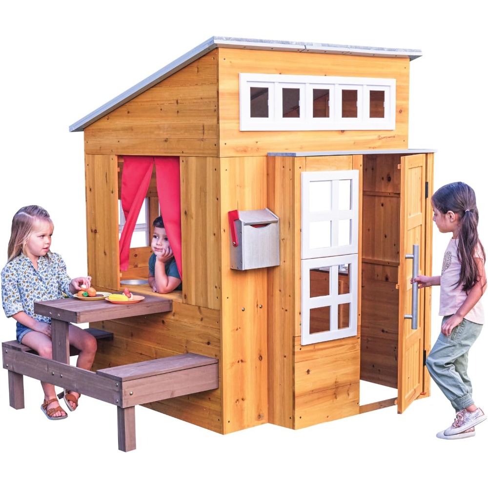 Modern Outdoor Wooden Playhous - Kids Outdoor Grill Set recension och pris