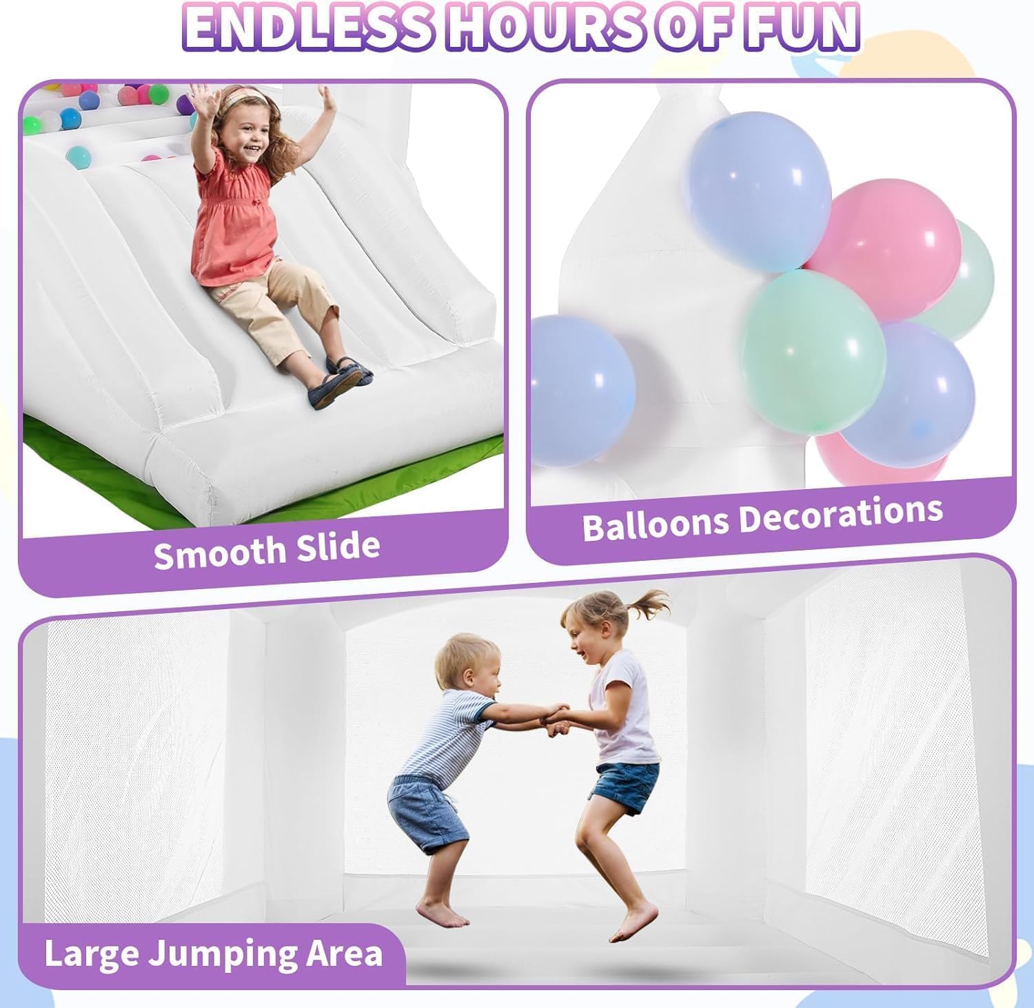 White Bounce House Indoor Outd - Kids Outdoor House With Slide recension och pris