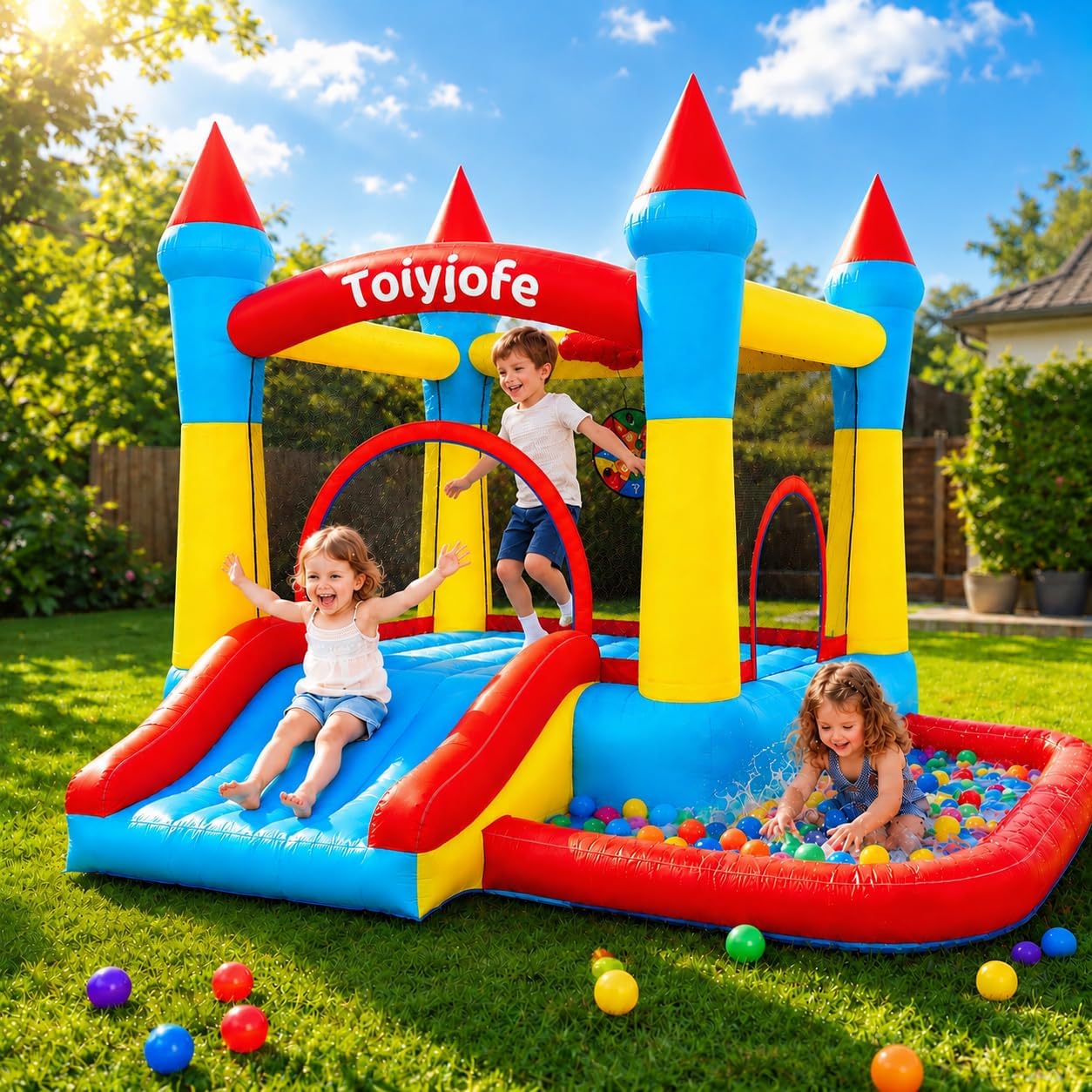 Bounce House for Kids 3-6, Tod - Kids Outdoor House With Slide recension och pris