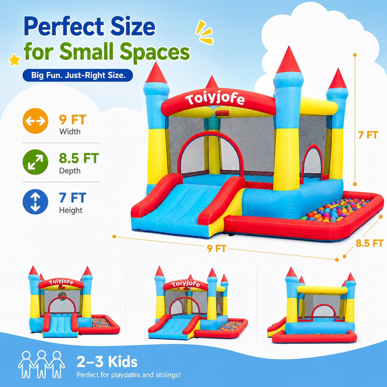 Bounce House for Kids 3-6, Tod - Kids Outdoor House With Slide recension och pris