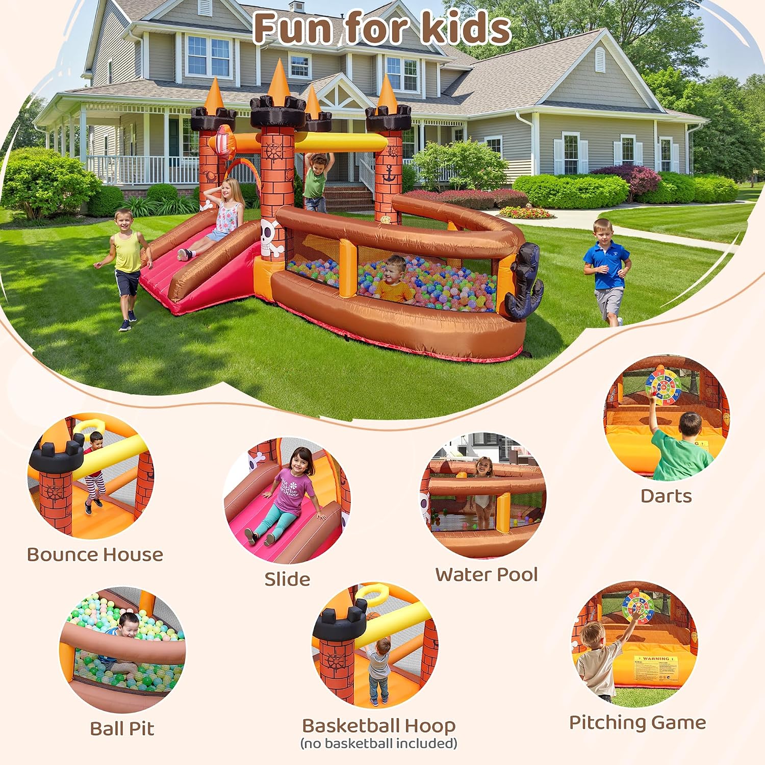 Inflatable Bounce House for Ki - Kids Outdoor House With Slide recension och pris