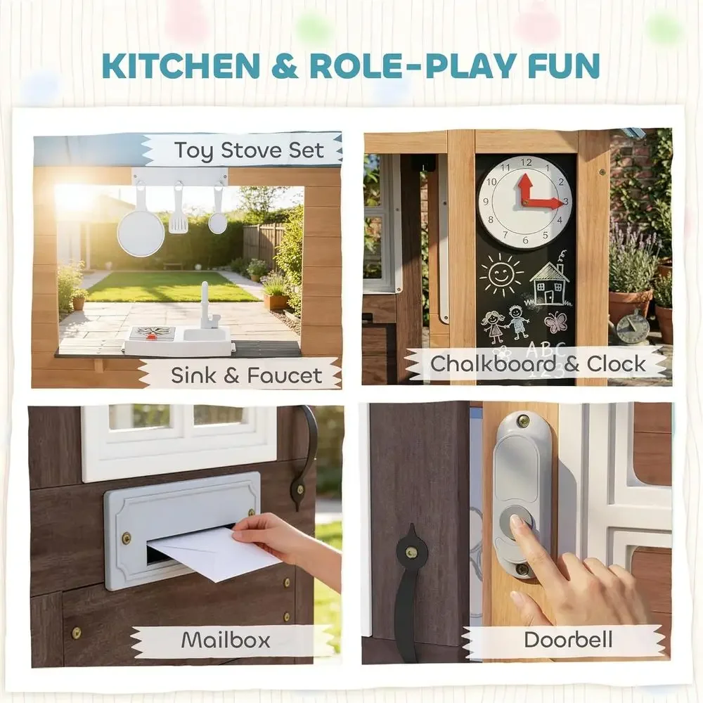 Qaba Outdoor Playhouse with Pe - Qaba Kids Outdoor Playhouse recension och pris