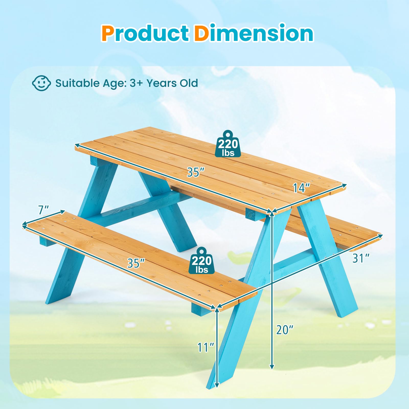 Z-CREAT Kids Wooden Outdoor Pi - Kids Outdoor Table And Chair Set recension och pris