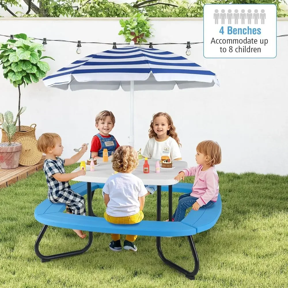 8-Person Kids Picnic Table wit - Kids Outdoor Umbrella recension och pris