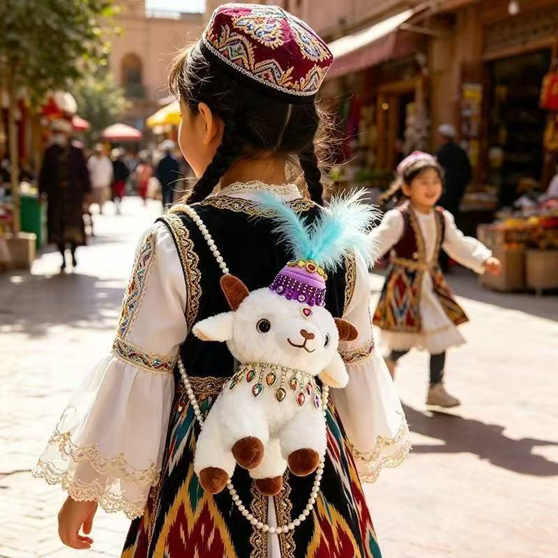 []1Pcs Ethnic Style Kids Plush - Kids Outdoor Backpack recension och pris