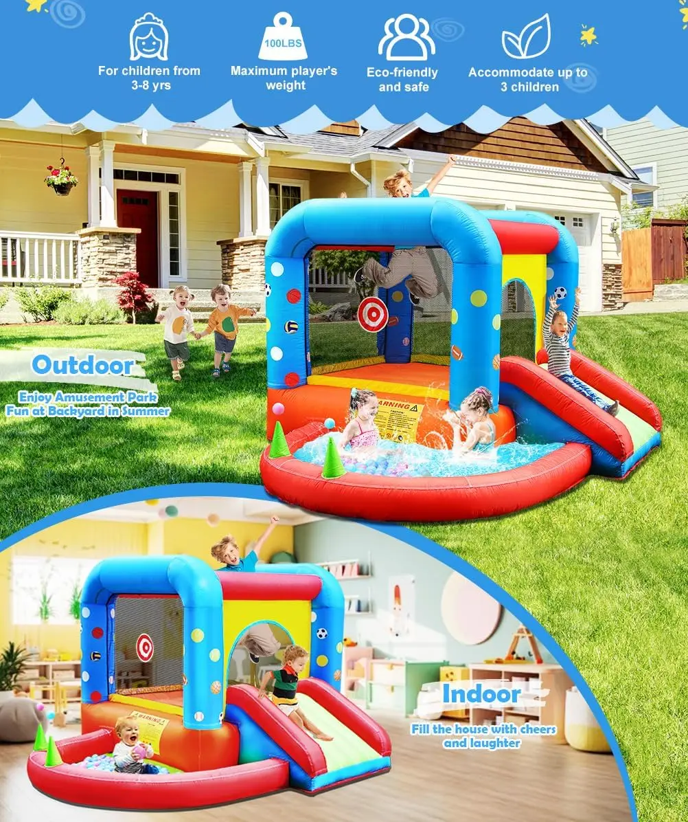 Step4Fun Inflatable Bounce Hou - Kids Outdoor House With Slide recension och pris