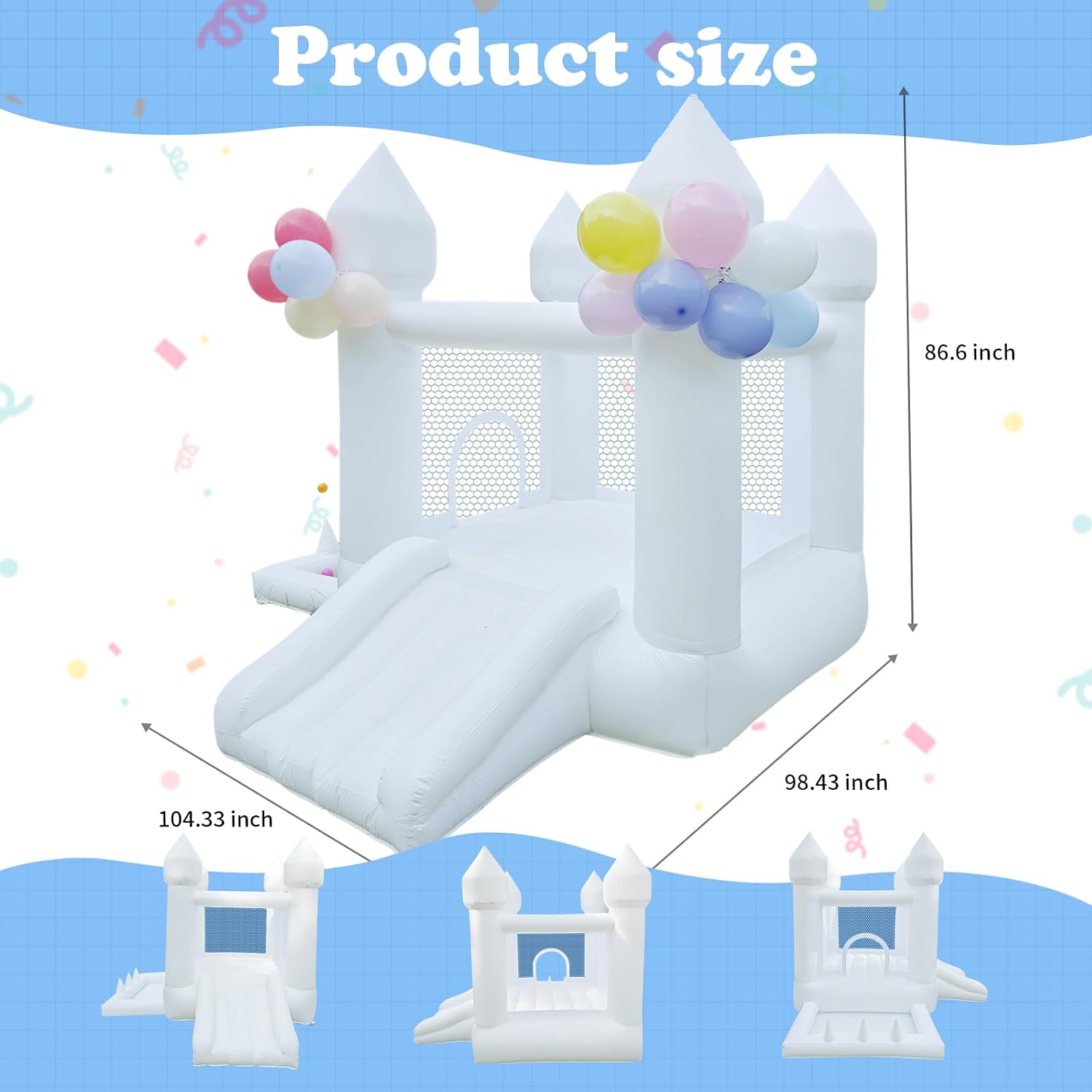 White Bounce House, Indoor and - Kids Outdoor House With Slide recension och pris