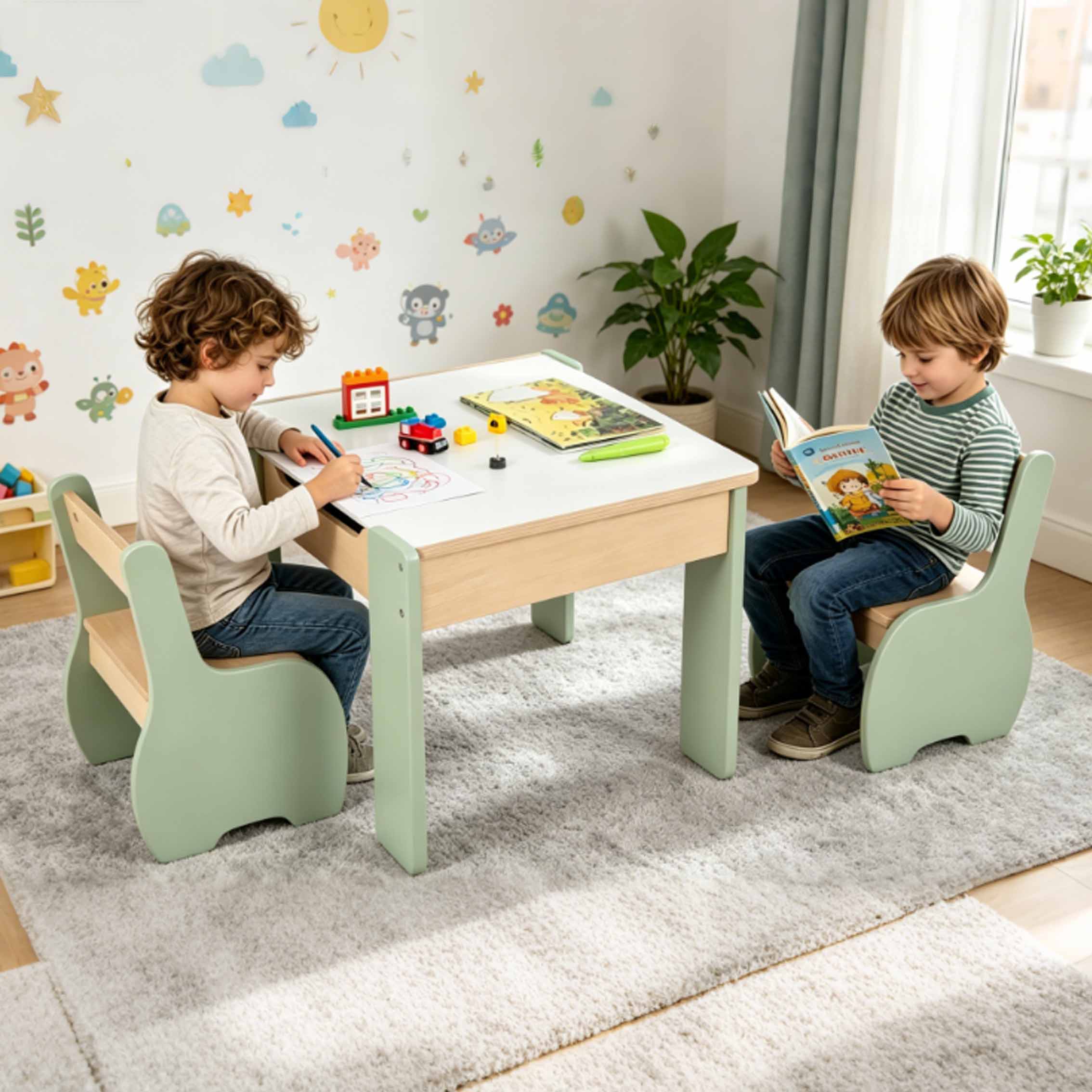 Children's Modern Wooden Table - Kids Outdoor Table And Chair Set recension och pris
