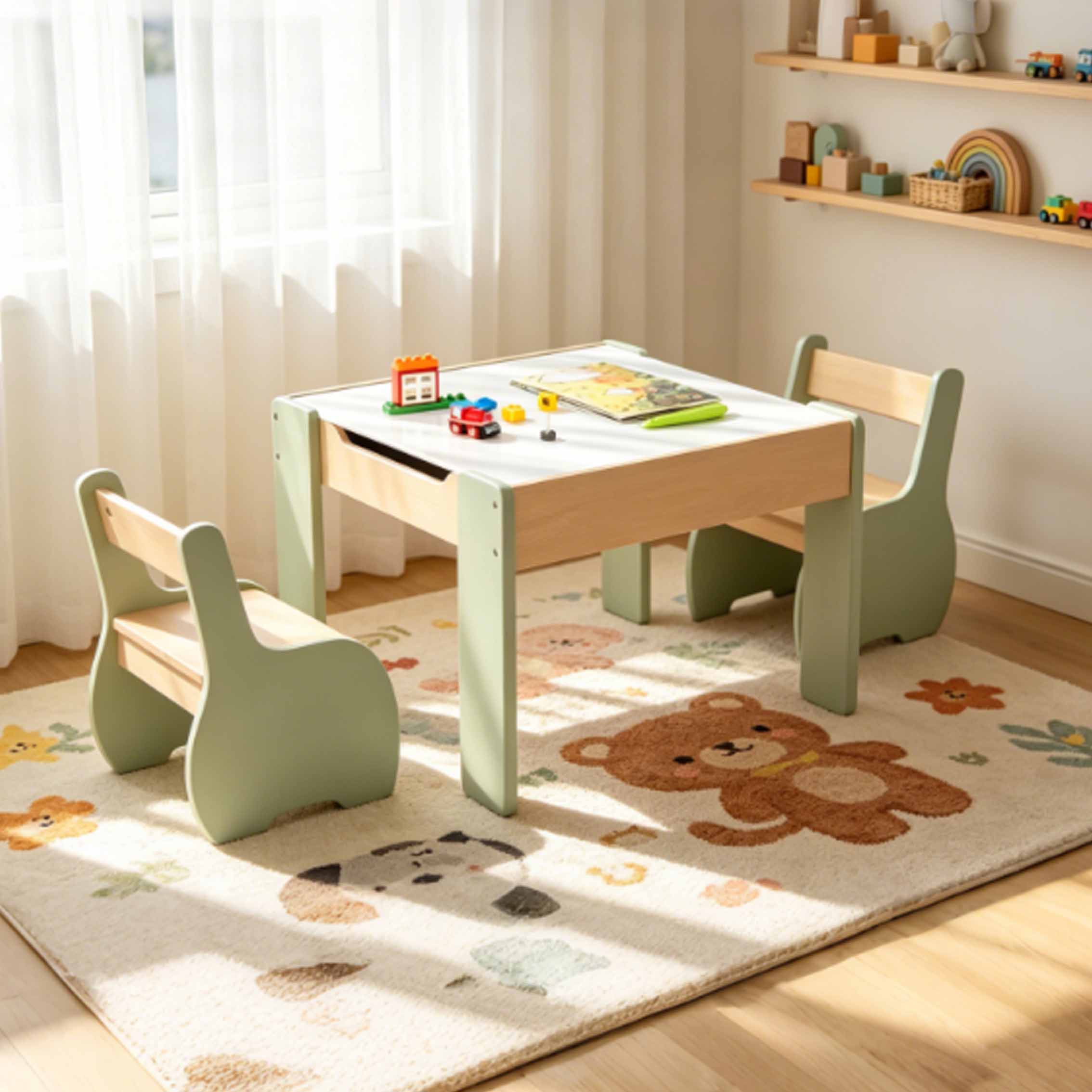 Children's Modern Wooden Table - Kids Outdoor Table And Chair Set recension och pris