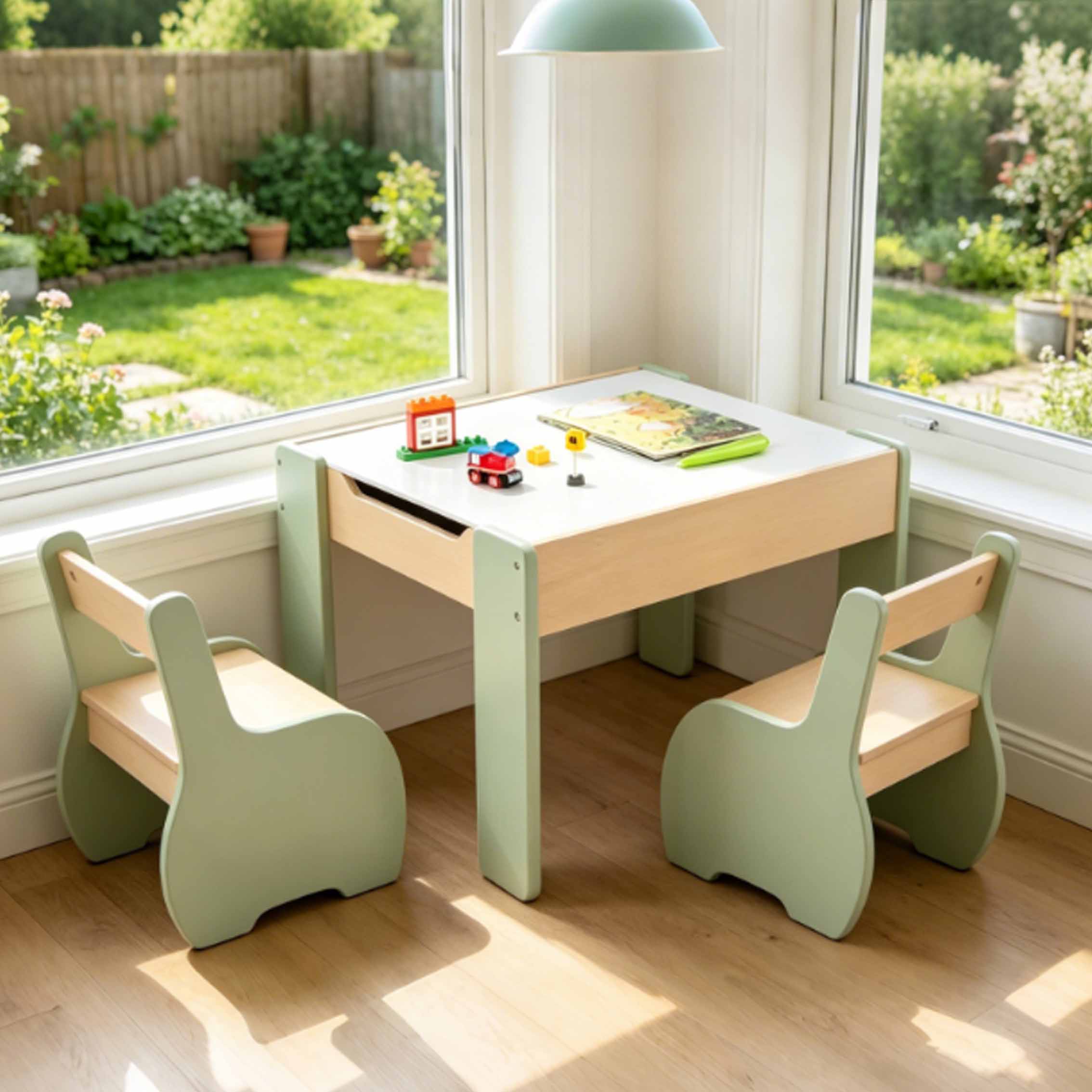 Children's Modern Wooden Table - Kids Outdoor Table And Chair Set recension och pris