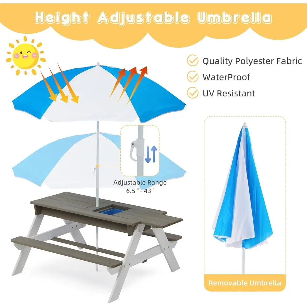 Convertible 3-in-1 Wooden Picn - Kids Outdoor Umbrella recension och pris