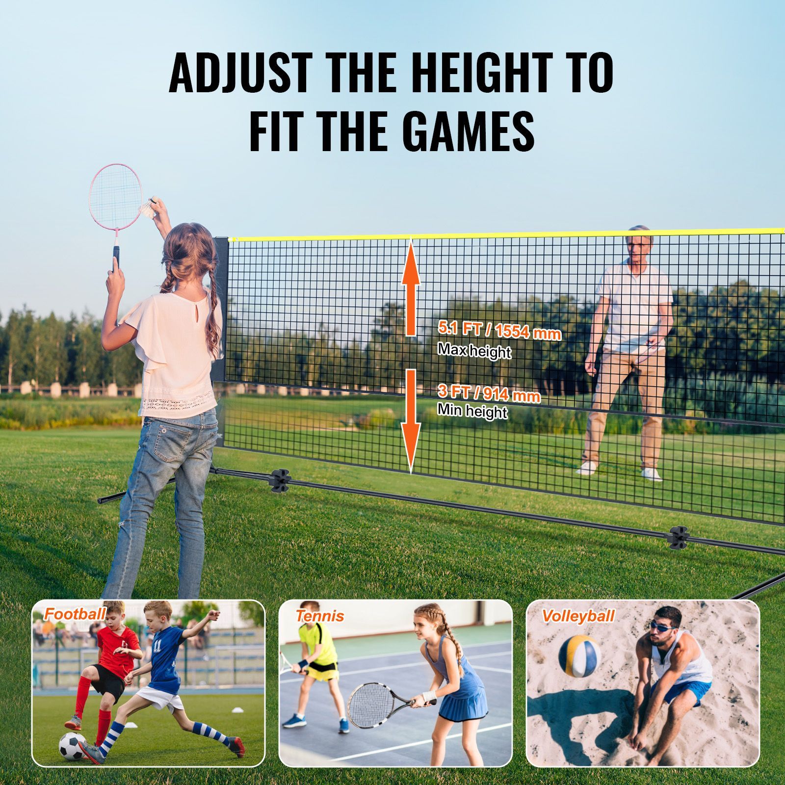 Badminton Net, Height Adjustab - Kids Outdoor Volleyball recension och pris