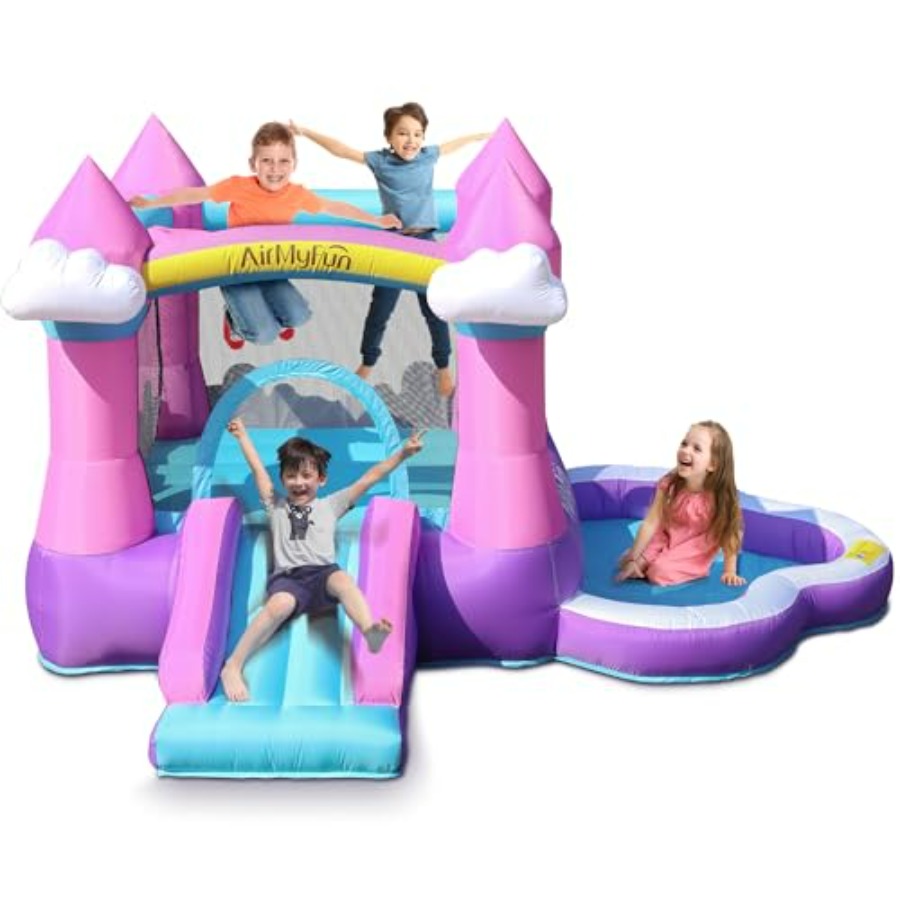 Pink inflatable bounce house f - Kids Outdoor House With Slide recension och pris