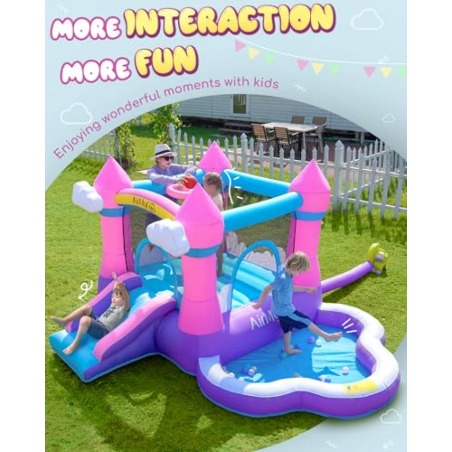 Pink inflatable bounce house f - Kids Outdoor House With Slide recension och pris