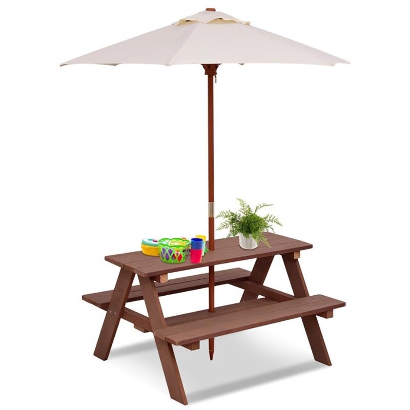 Outdoor 4-Seat Kids Picnic Tab - Kids Outdoor Umbrella recension och pris