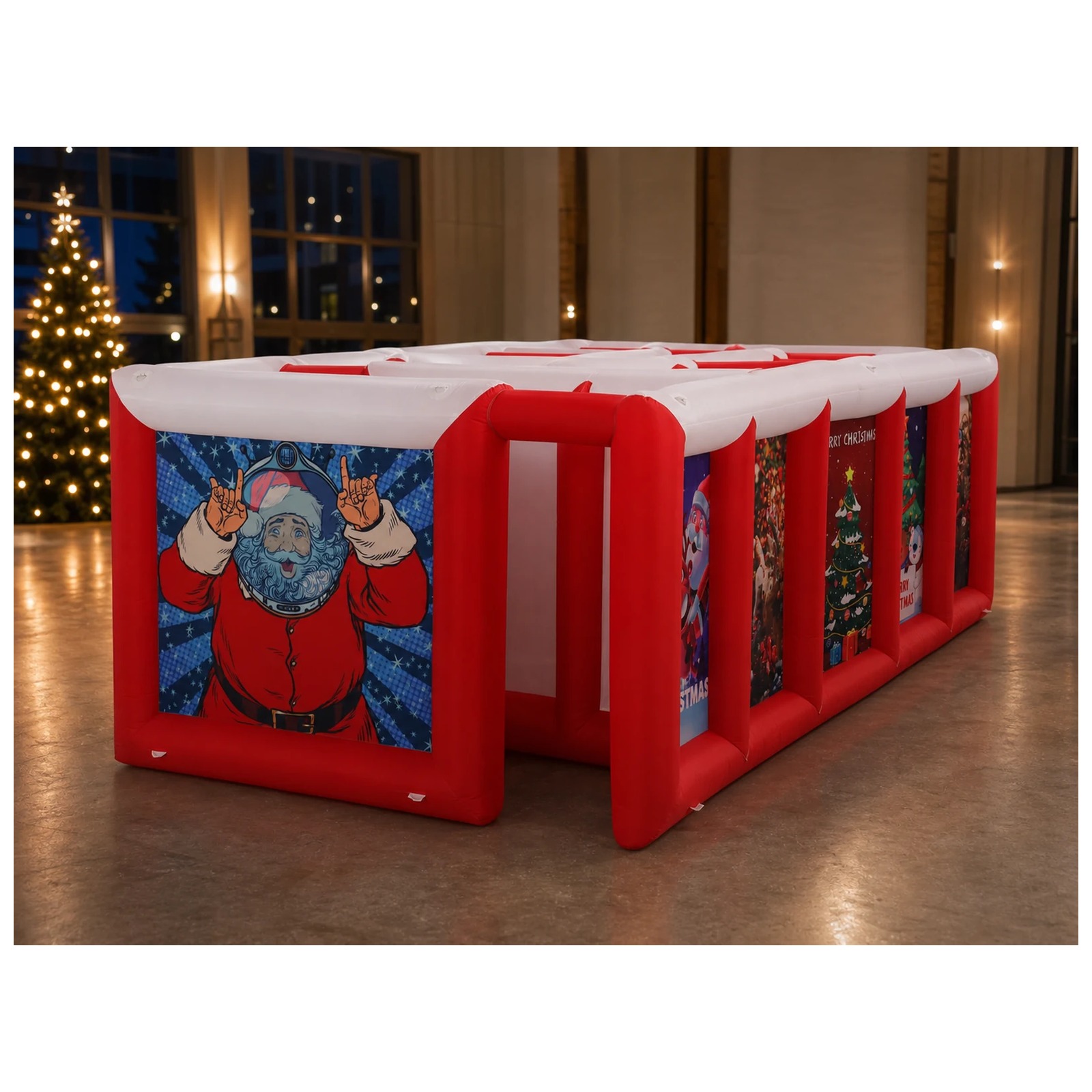 Large Red White Flat Roof Infl - Kids Outdoor Games recension och pris
