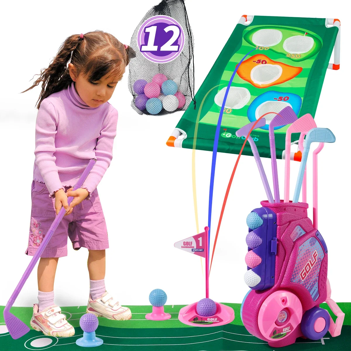 MQUDUO Kids Golf Club Set with - Kids Indoor Outdoor Cart recension och pris
