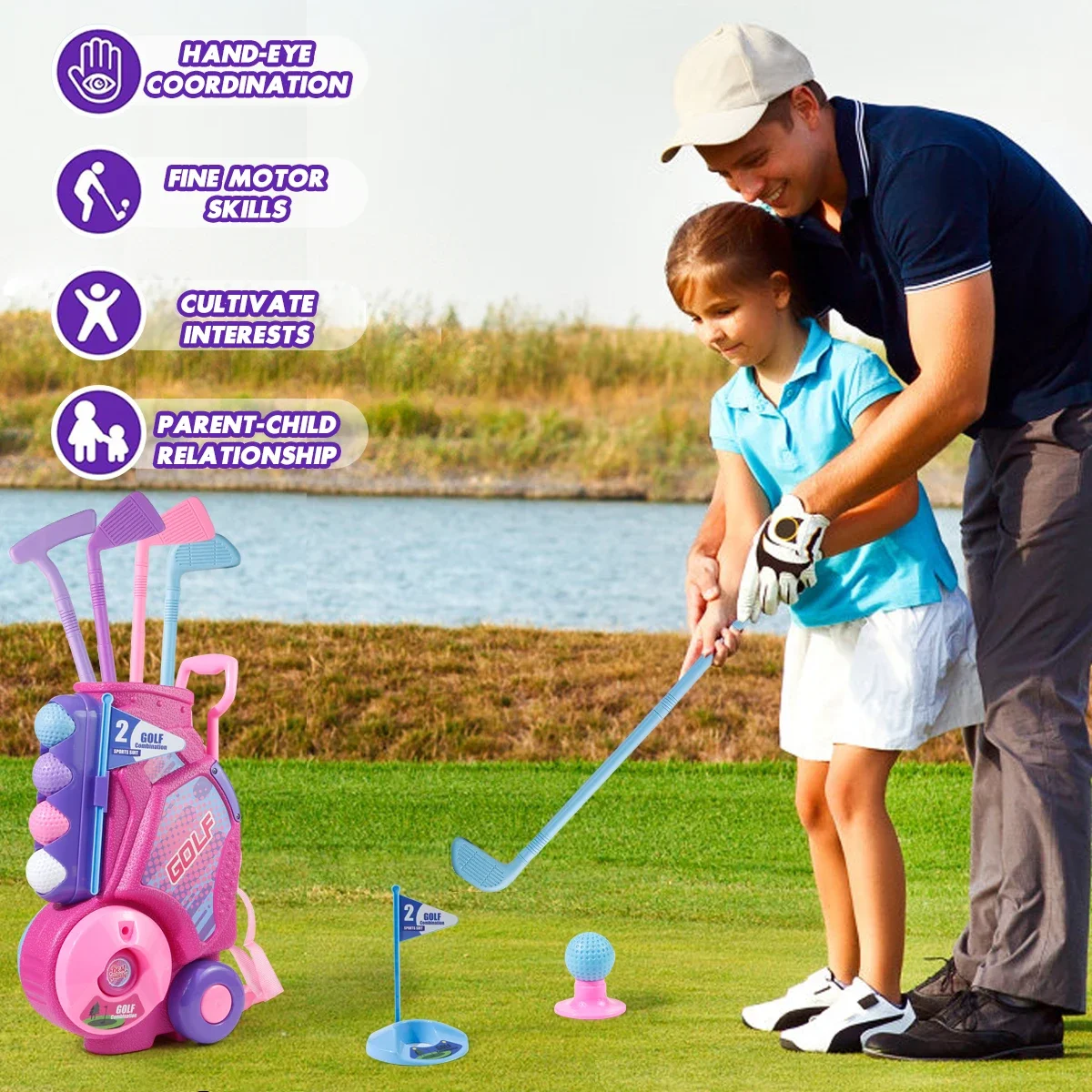 MQUDUO Kids Golf Club Set with - Kids Indoor Outdoor Cart recension och pris