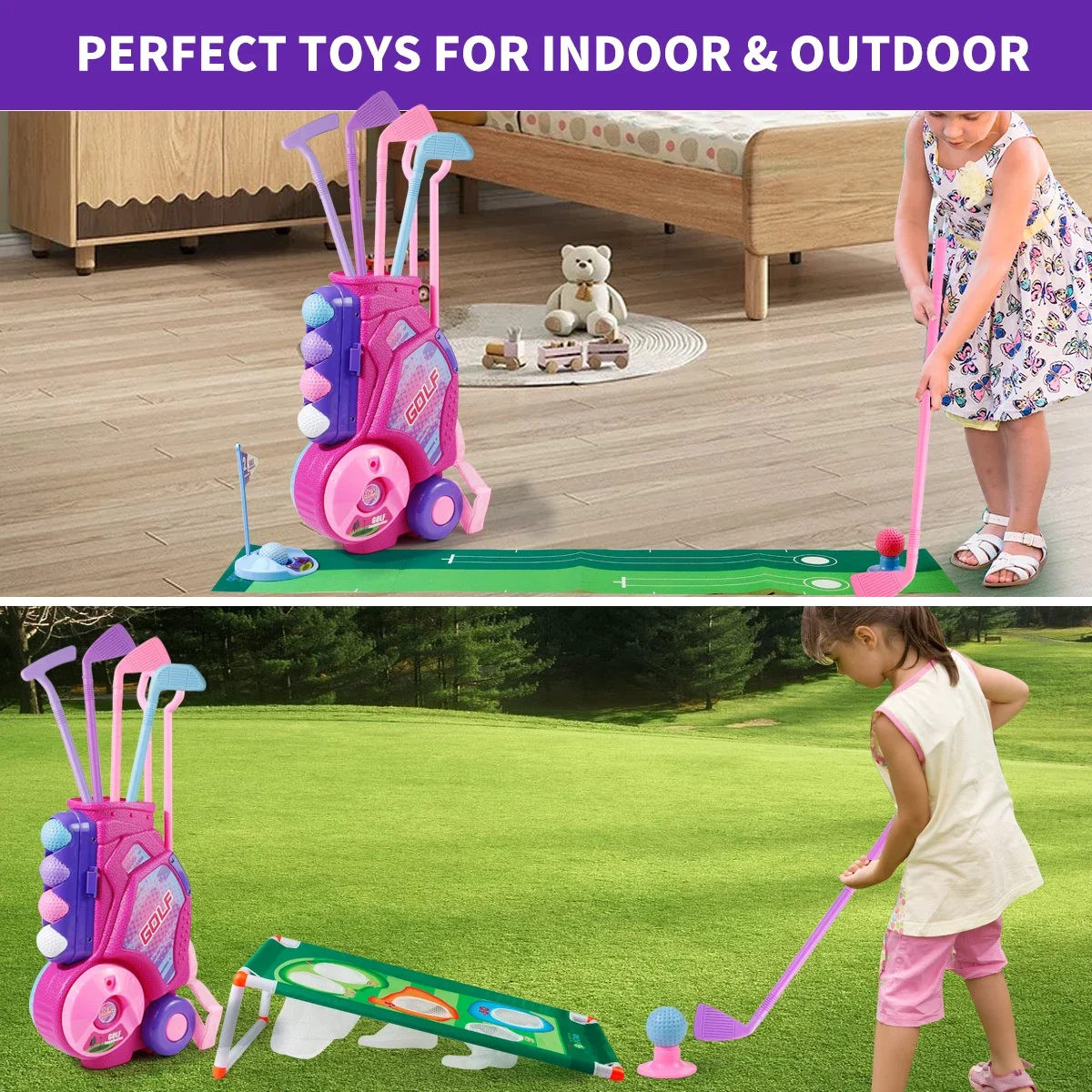MQUDUO Kids Golf Club Set with - Kids Indoor Outdoor Cart recension och pris
