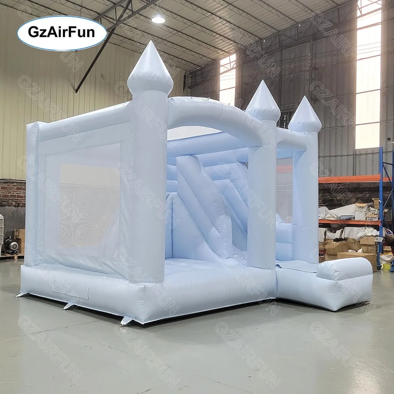White Bouncy Castle Wedding In - Kids Outdoor House With Slide recension och pris