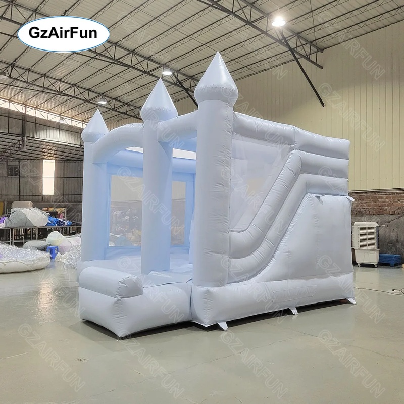 White Bouncy Castle Wedding In - Kids Outdoor House With Slide recension och pris