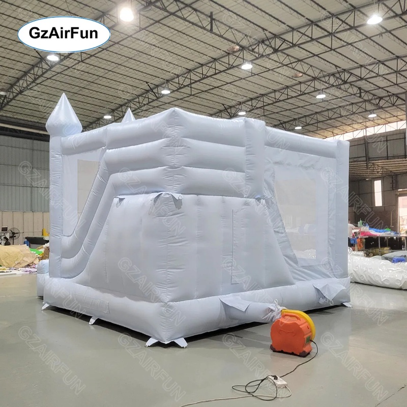 White Bouncy Castle Wedding In - Kids Outdoor House With Slide recension och pris